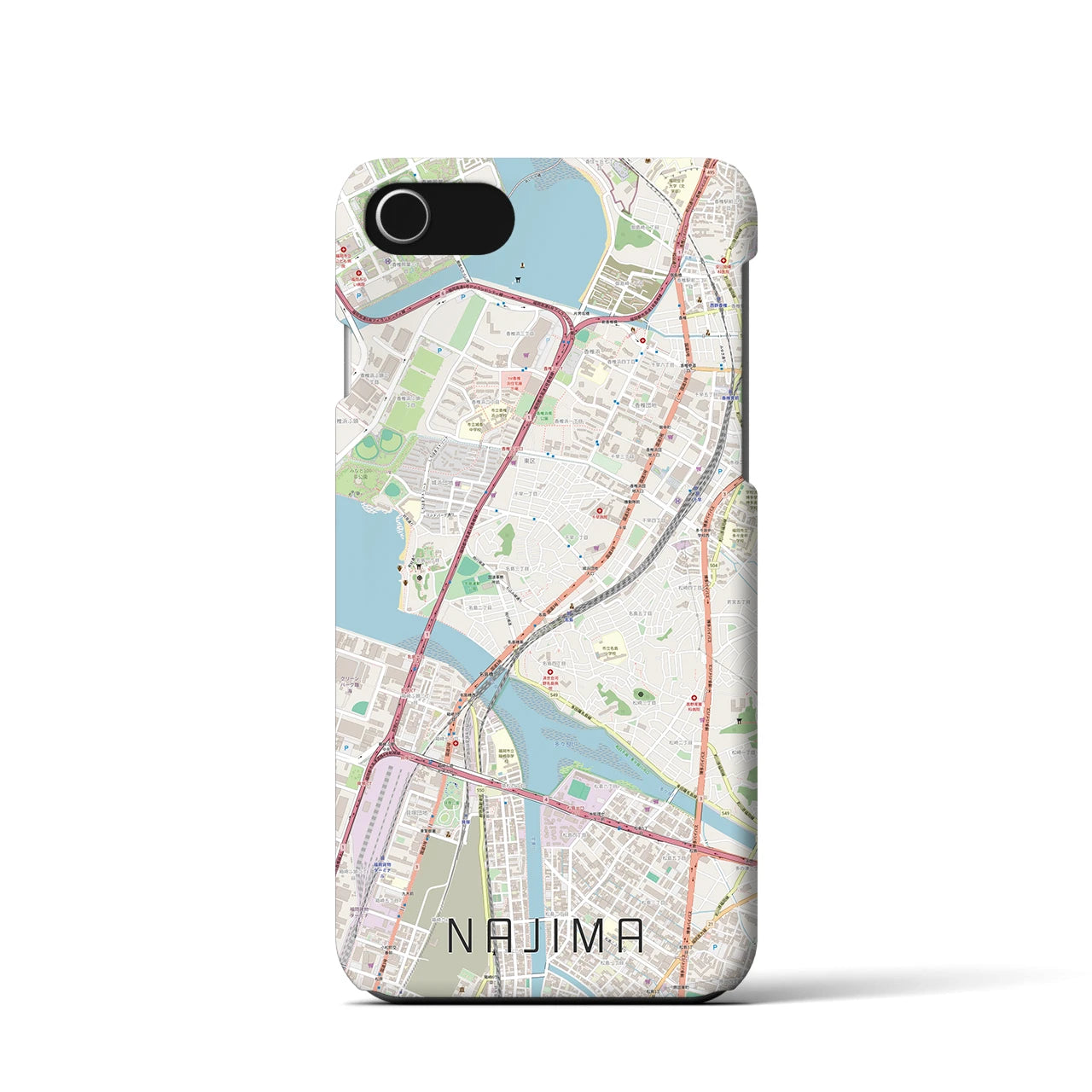 【名島】地図柄iPhoneケース（バックカバータイプ・ナチュラル）iPhone SE（第3 / 第2世代） / 8 / 7 / 6s / 6 用