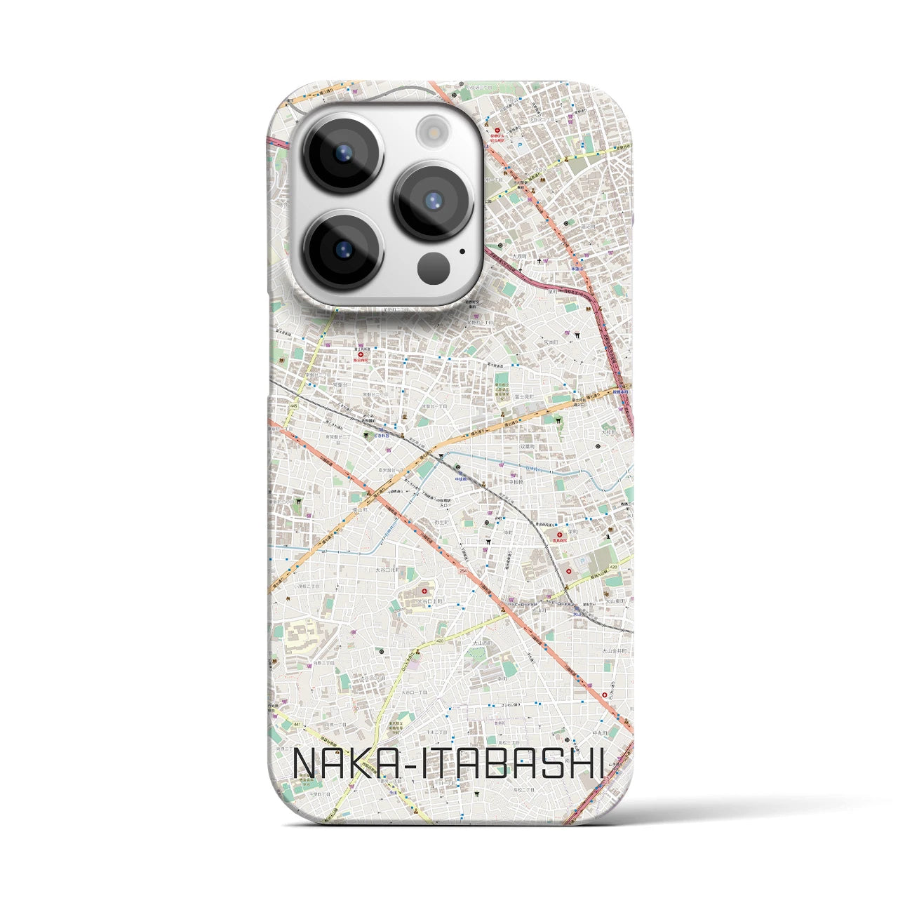 【中板橋】地図柄iPhoneケース（バックカバータイプ・ナチュラル）iPhone 14 Pro 用