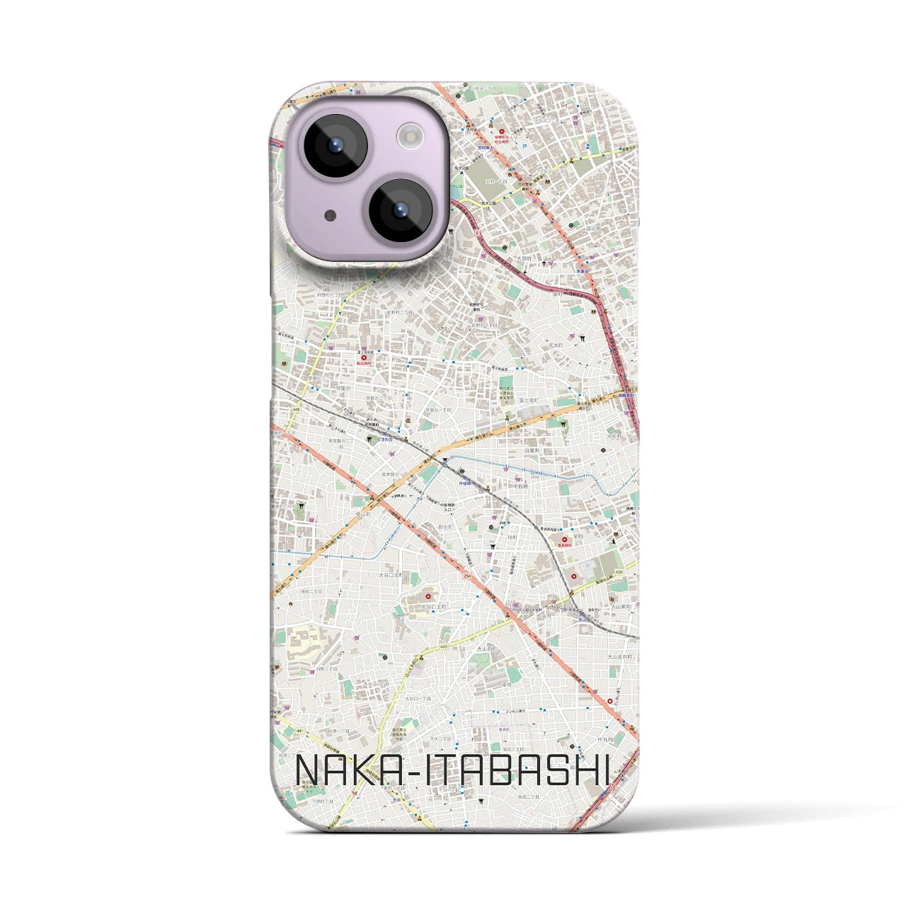 【中板橋】地図柄iPhoneケース（バックカバータイプ・ナチュラル）iPhone 14 用