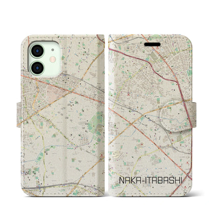 【中板橋（東京都）】地図柄iPhoneケース（手帳タイプ）ナチュラル・iPhone 12 mini 用