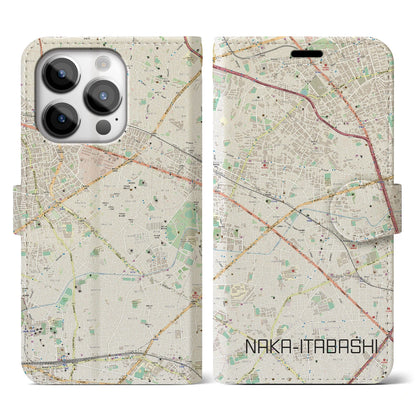 【中板橋（東京都）】地図柄iPhoneケース（手帳タイプ）ナチュラル・iPhone 14 Pro 用