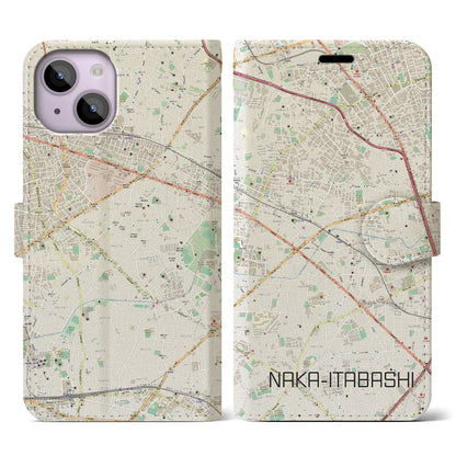 【中板橋（東京都）】地図柄iPhoneケース（手帳タイプ）ナチュラル・iPhone 14 用