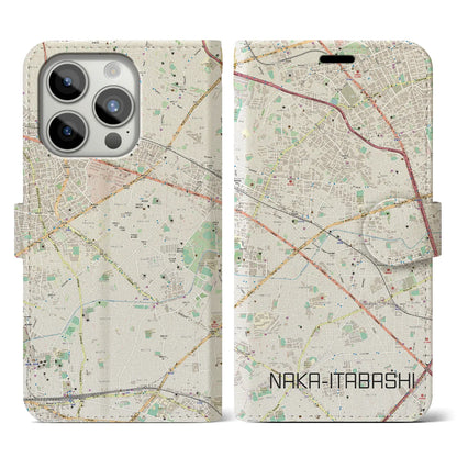 【中板橋（東京都）】地図柄iPhoneケース（手帳タイプ）ナチュラル・iPhone 15 Pro 用