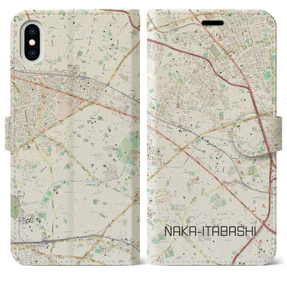 【中板橋（東京都）】地図柄iPhoneケース（手帳タイプ）ナチュラル・iPhone XS Max 用