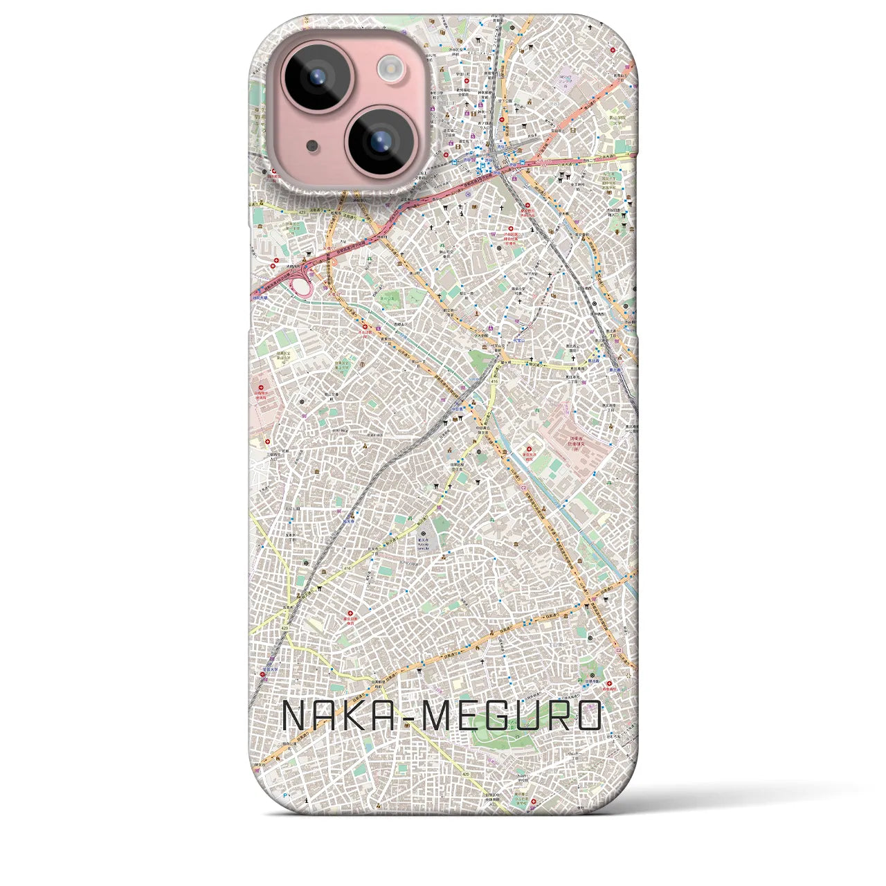【中目黒】地図柄iPhoneケース（バックカバータイプ・ナチュラル）iPhone 15 Plus 用