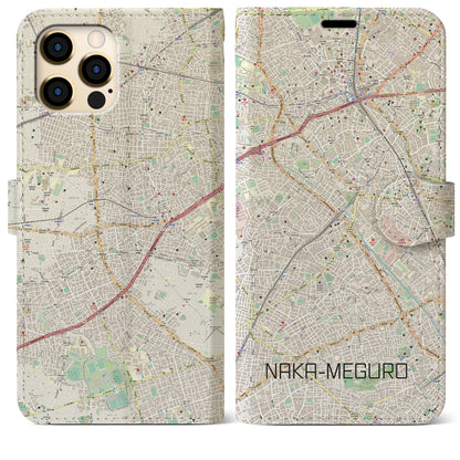 【中目黒（東京都）】地図柄iPhoneケース（手帳タイプ）ナチュラル・iPhone 12 Pro Max 用