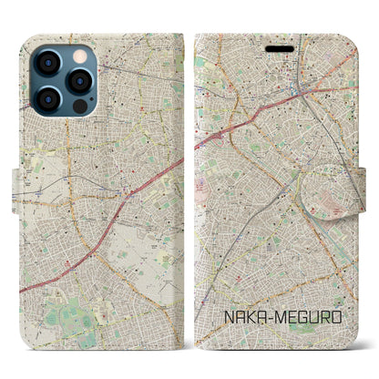 【中目黒（東京都）】地図柄iPhoneケース（手帳タイプ）ナチュラル・iPhone 12 / 12 Pro 用