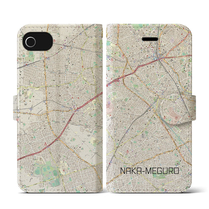 【中目黒（東京都）】地図柄iPhoneケース（手帳タイプ）ナチュラル・iPhone SE（第3 / 第2世代） / 8 / 7 / 6s / 6 用