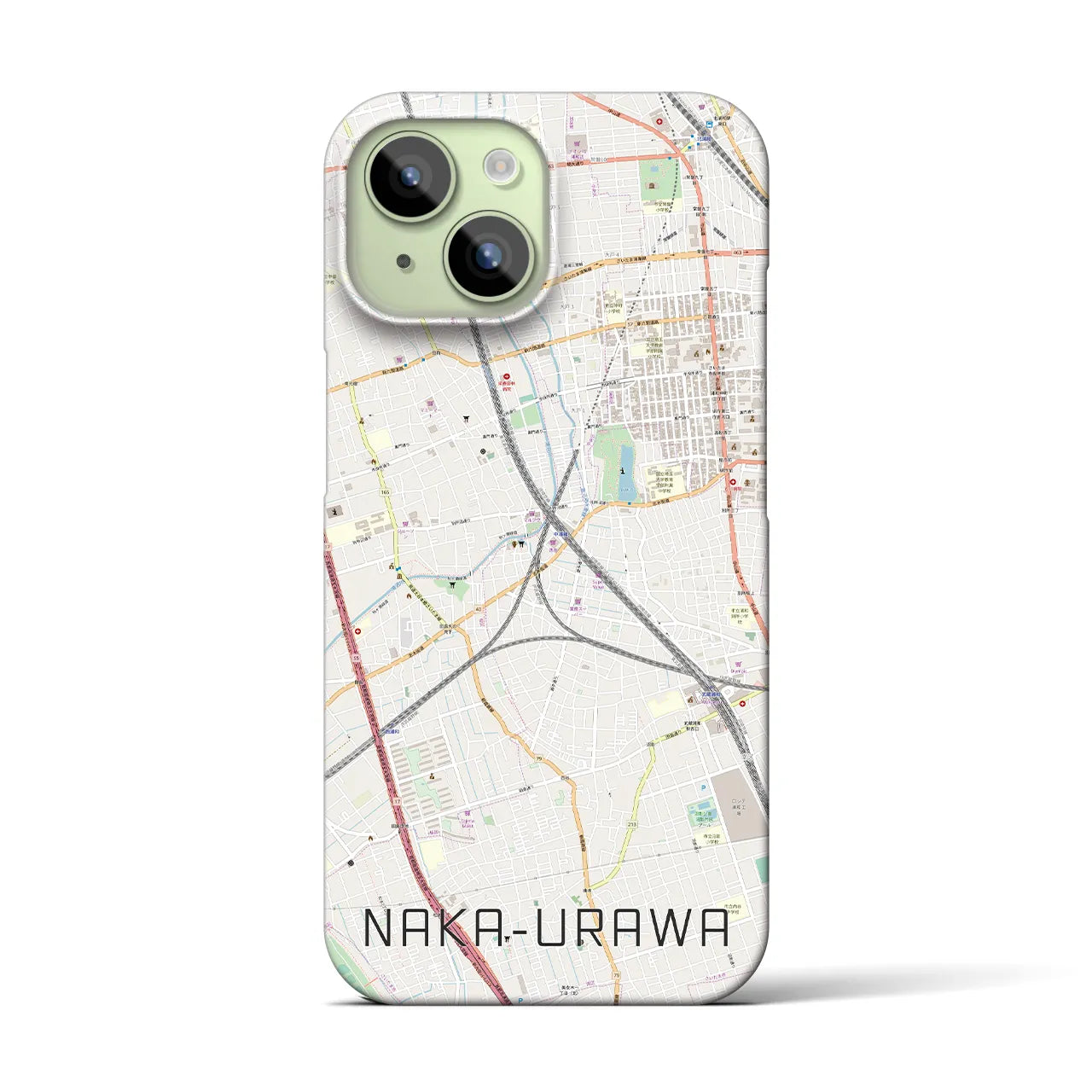【中浦和】地図柄iPhoneケース（バックカバータイプ・ナチュラル）iPhone 15 用