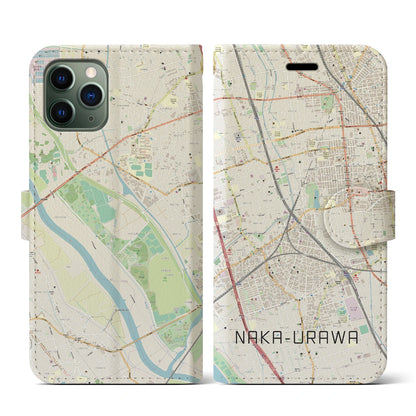 【中浦和（埼玉県）】地図柄iPhoneケース（手帳タイプ）ナチュラル・iPhone 11 Pro 用
