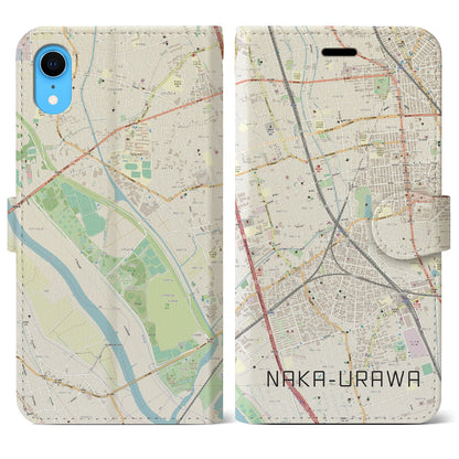 【中浦和（埼玉県）】地図柄iPhoneケース（手帳タイプ）ナチュラル・iPhone XR 用