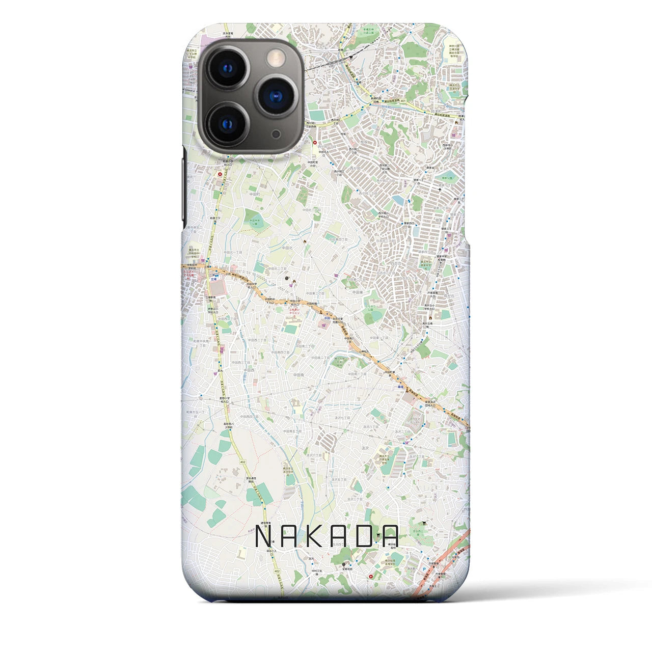 【中田】地図柄iPhoneケース（バックカバータイプ・ナチュラル）iPhone 11 Pro Max 用