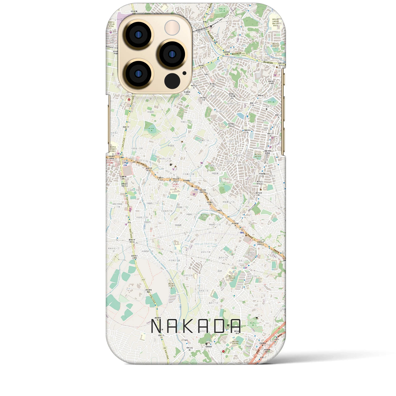 【中田】地図柄iPhoneケース（バックカバータイプ・ナチュラル）iPhone 12 Pro Max 用
