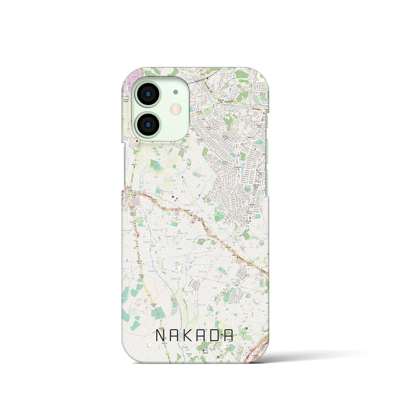 【中田】地図柄iPhoneケース（バックカバータイプ・ナチュラル）iPhone 12 mini 用