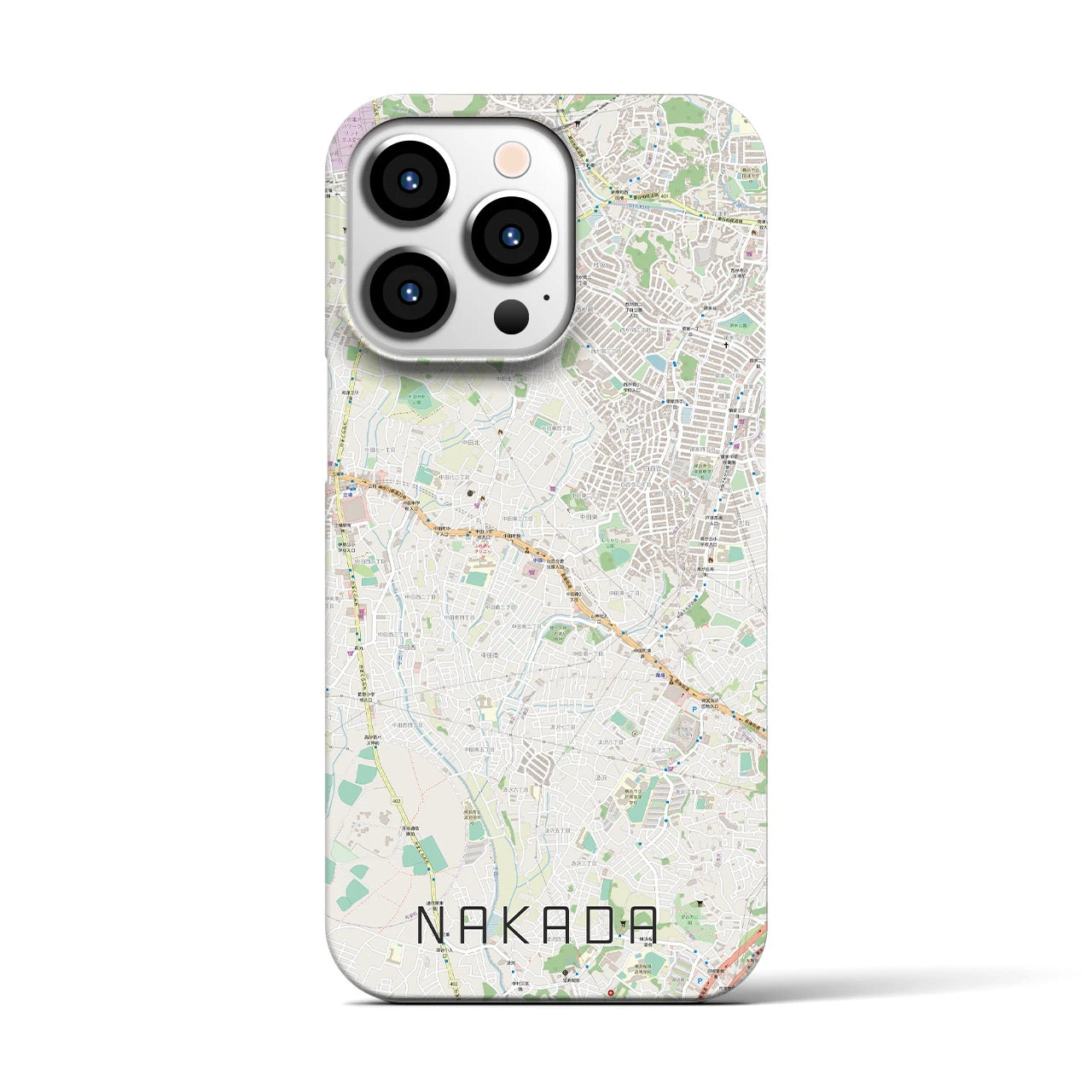 【中田】地図柄iPhoneケース（バックカバータイプ・ナチュラル）iPhone 13 Pro 用