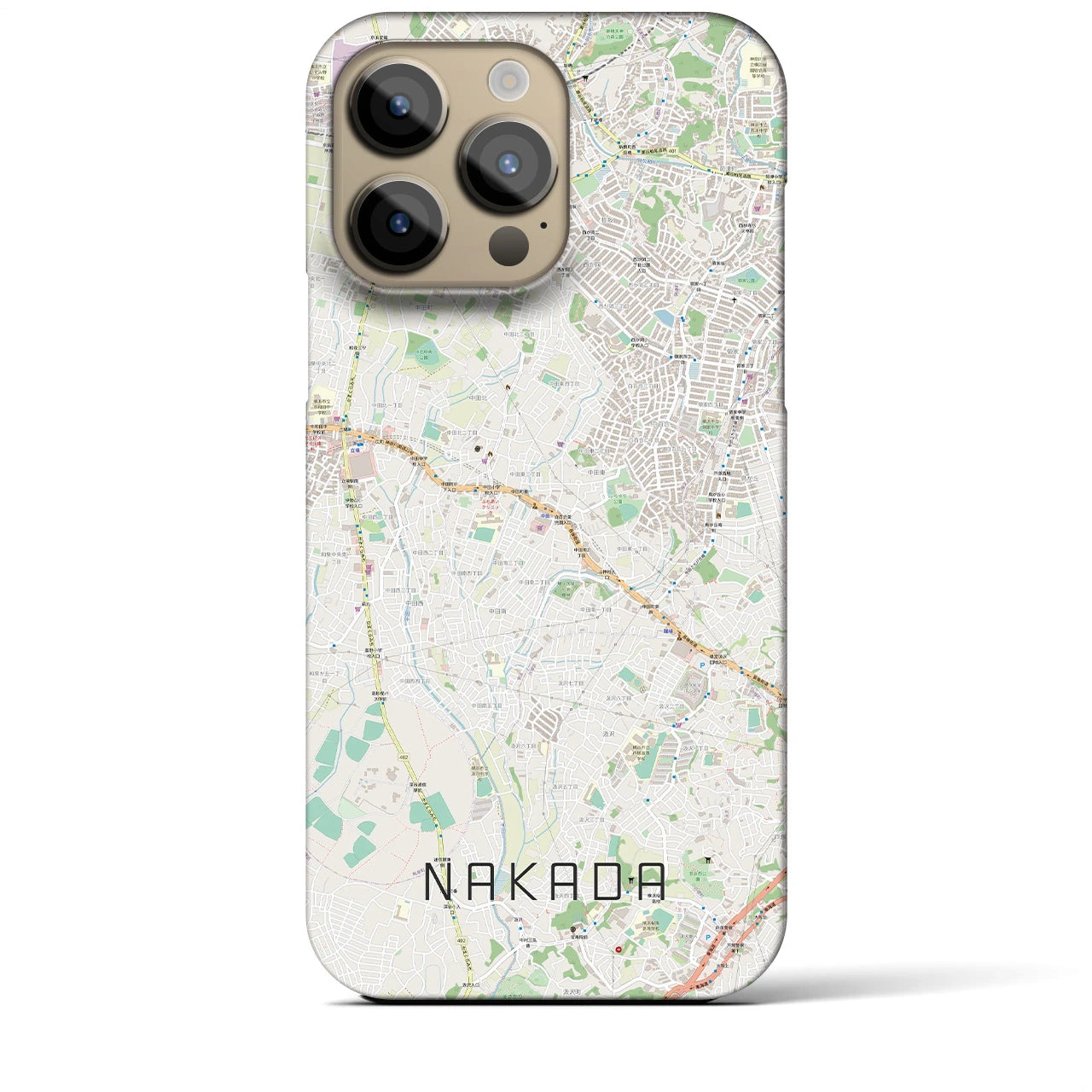 【中田】地図柄iPhoneケース（バックカバータイプ・ナチュラル）iPhone 14 Pro Max 用