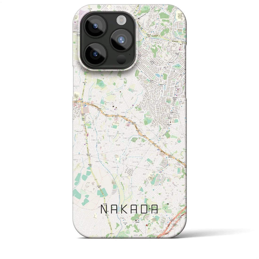 【中田】地図柄iPhoneケース（バックカバータイプ・ナチュラル）iPhone 15 Pro Max 用