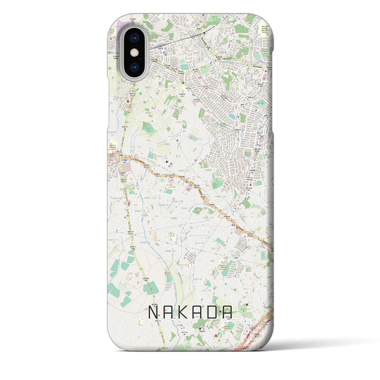 【中田】地図柄iPhoneケース（バックカバータイプ・ナチュラル）iPhone XS Max 用