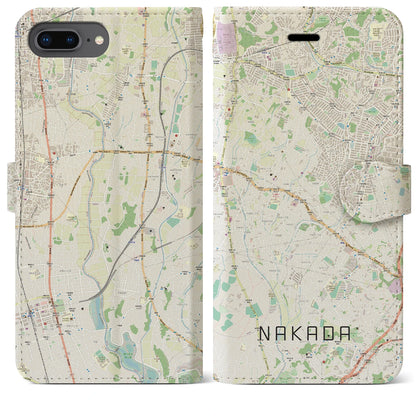 【中田（神奈川県）】地図柄iPhoneケース（手帳タイプ）ナチュラル・iPhone 8Plus /7Plus / 6sPlus / 6Plus 用