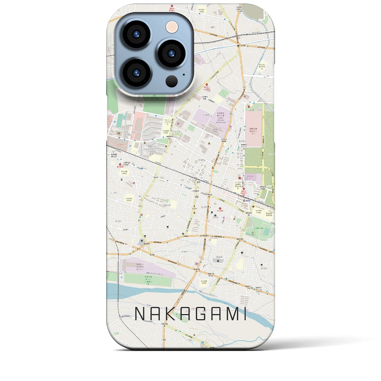 【中神】地図柄iPhoneケース（バックカバータイプ・ナチュラル）iPhone 13 Pro Max 用