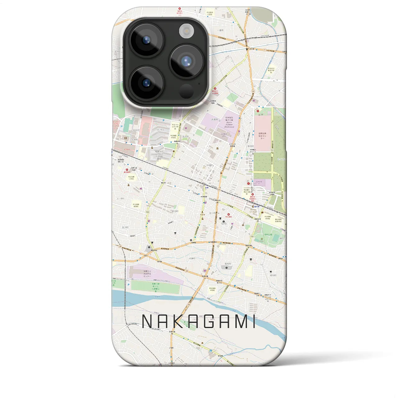 【中神】地図柄iPhoneケース（バックカバータイプ・ナチュラル）iPhone 15 Pro Max 用