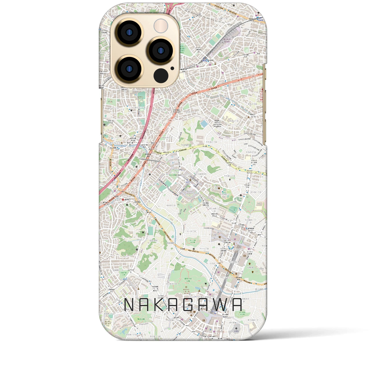 【中川】地図柄iPhoneケース（バックカバータイプ・ナチュラル）iPhone 12 Pro Max 用