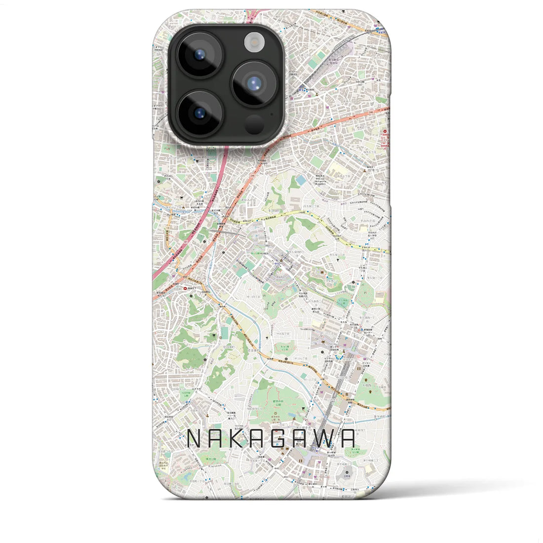 【中川】地図柄iPhoneケース（バックカバータイプ・ナチュラル）iPhone 15 Pro Max 用