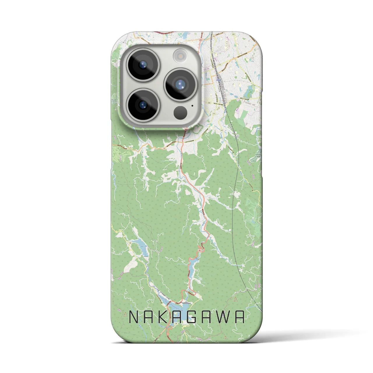 【那珂川】地図柄iPhoneケース（バックカバータイプ・ナチュラル）iPhone 15 Pro 用