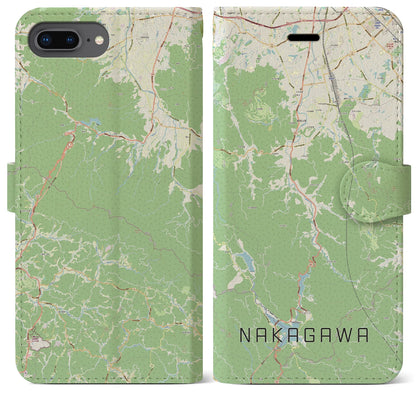【那珂川（福岡県）】地図柄iPhoneケース（手帳タイプ）ナチュラル・iPhone 8Plus /7Plus / 6sPlus / 6Plus 用