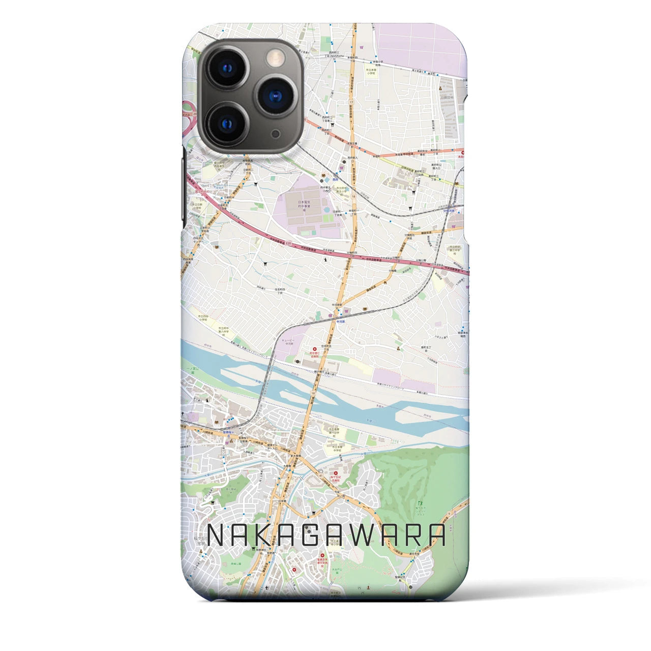 【中河原】地図柄iPhoneケース（バックカバータイプ・ナチュラル）iPhone 11 Pro Max 用