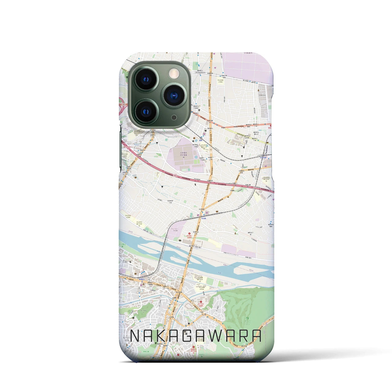 【中河原】地図柄iPhoneケース（バックカバータイプ・ナチュラル）iPhone 11 Pro 用