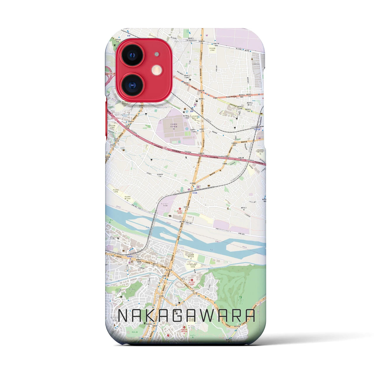 【中河原】地図柄iPhoneケース（バックカバータイプ・ナチュラル）iPhone 11 用