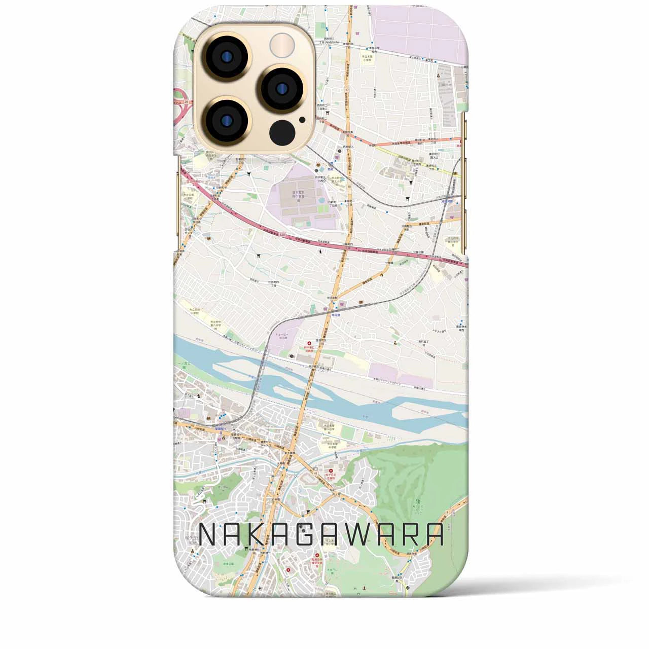 【中河原】地図柄iPhoneケース（バックカバータイプ・ナチュラル）iPhone 12 Pro Max 用
