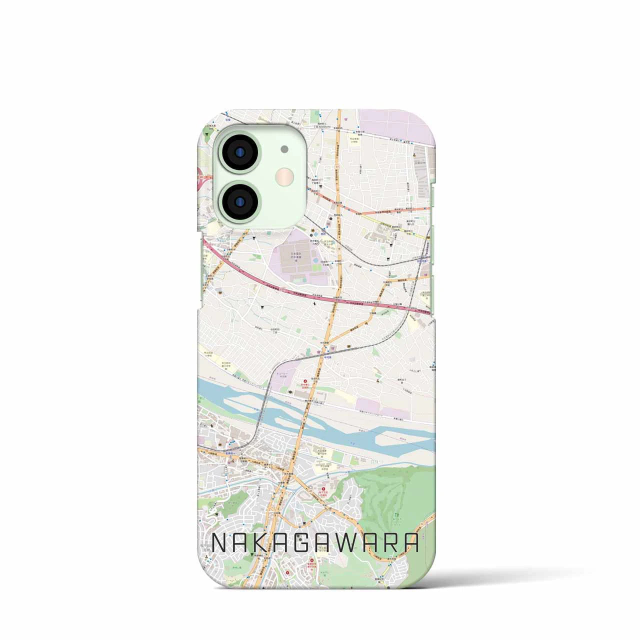 【中河原】地図柄iPhoneケース（バックカバータイプ・ナチュラル）iPhone 12 mini 用