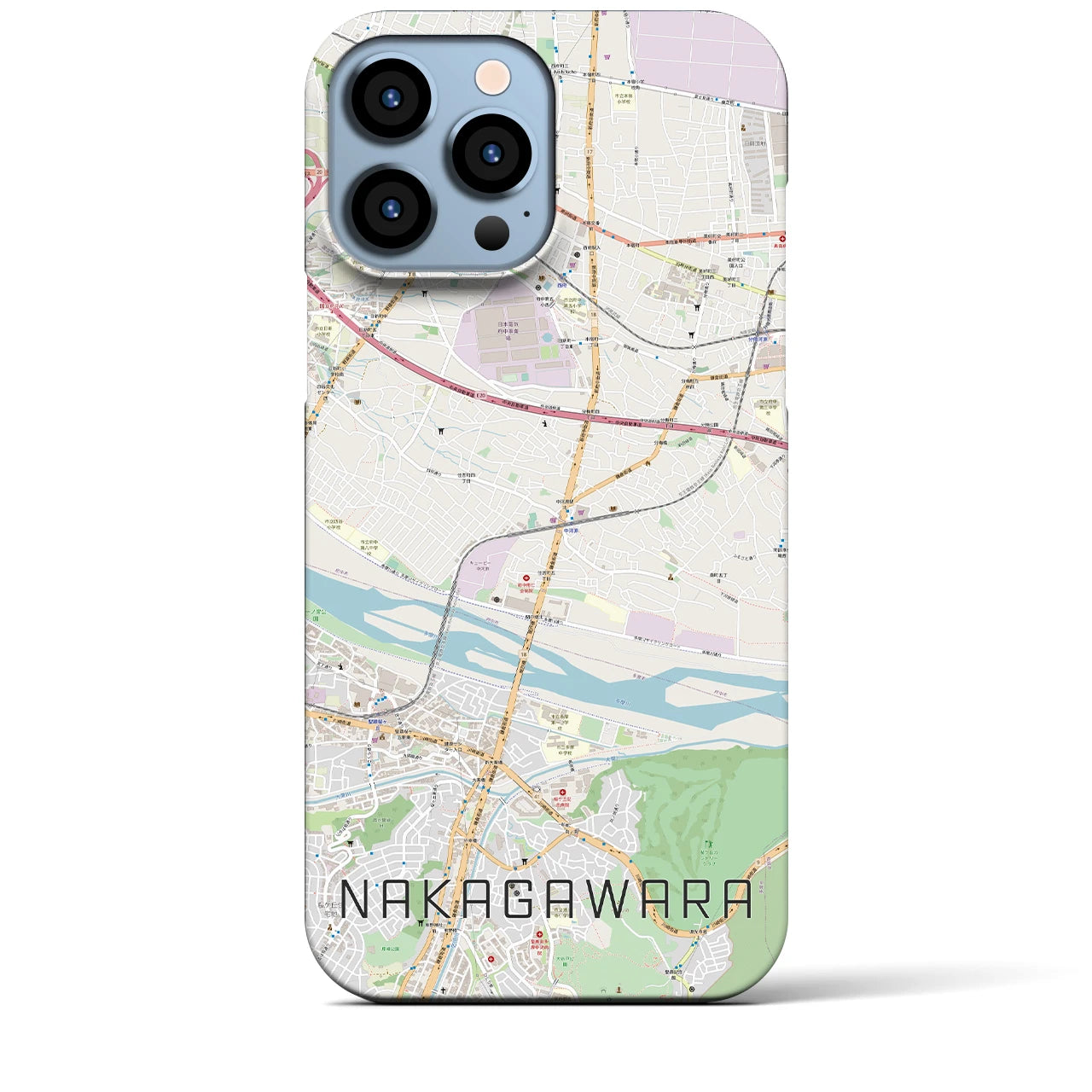【中河原】地図柄iPhoneケース（バックカバータイプ・ナチュラル）iPhone 13 Pro Max 用