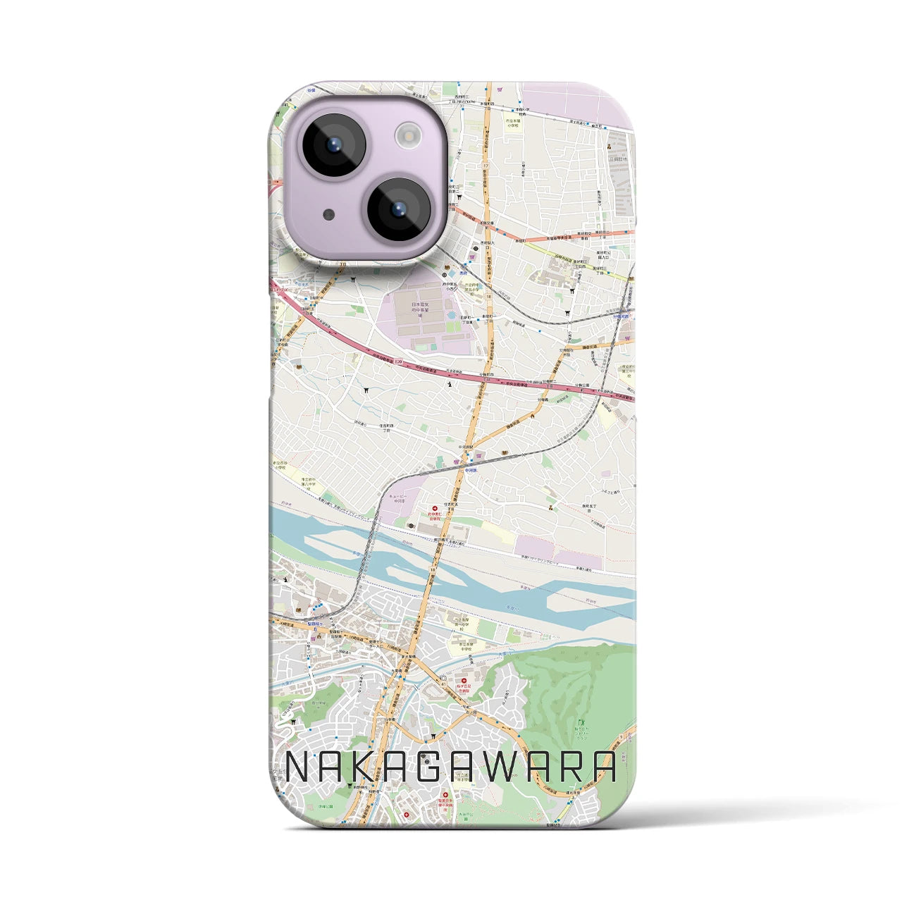 【中河原】地図柄iPhoneケース（バックカバータイプ・ナチュラル）iPhone 14 用