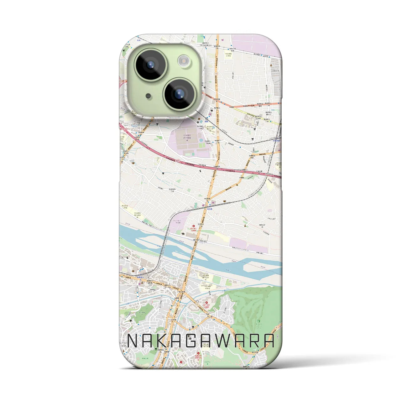 【中河原】地図柄iPhoneケース（バックカバータイプ・ナチュラル）iPhone 15 用
