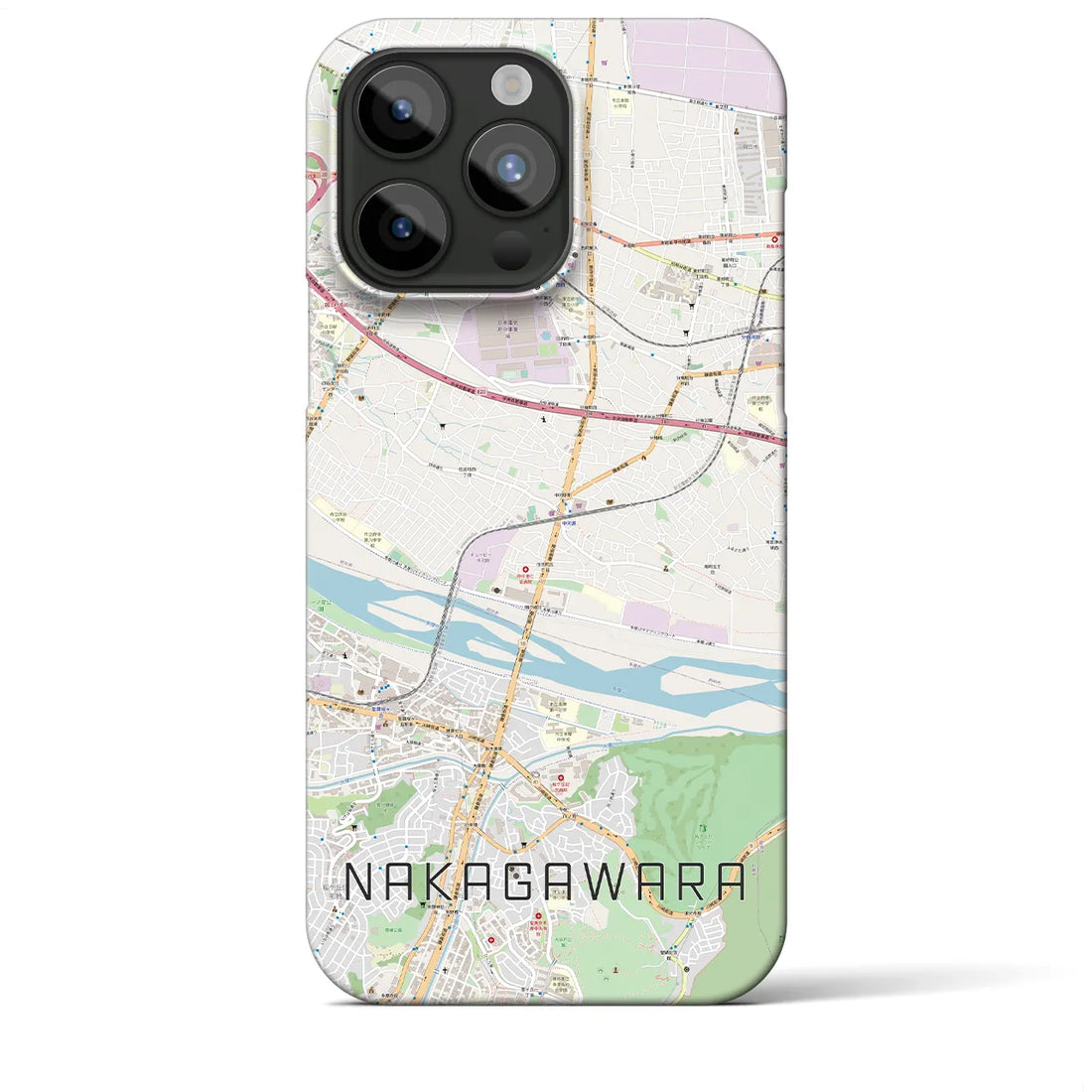 【中河原】地図柄iPhoneケース（バックカバータイプ・ナチュラル）iPhone 15 Pro Max 用
