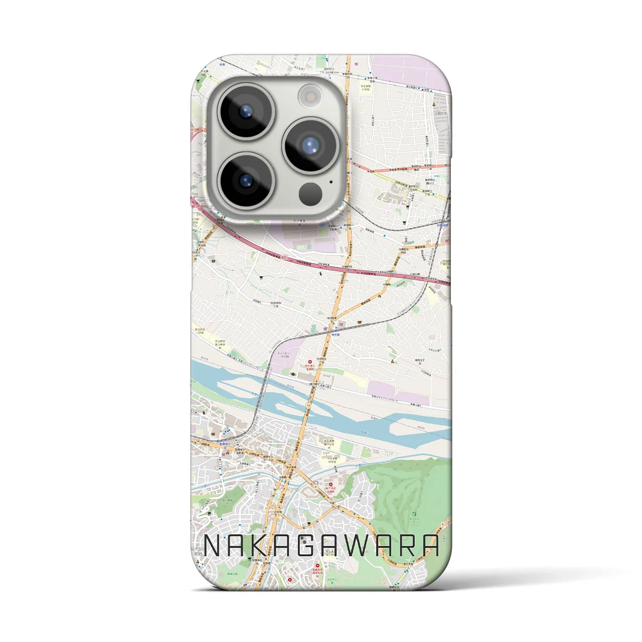 【中河原】地図柄iPhoneケース（バックカバータイプ・ナチュラル）iPhone 15 Pro 用