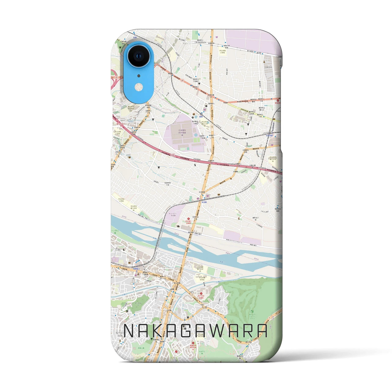 【中河原】地図柄iPhoneケース（バックカバータイプ・ナチュラル）iPhone XR 用
