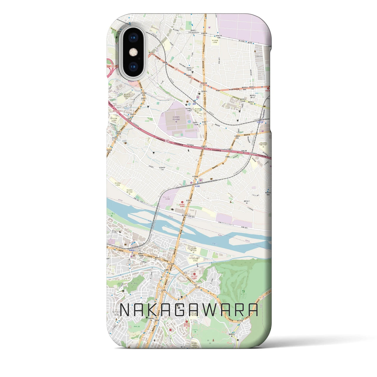 【中河原】地図柄iPhoneケース（バックカバータイプ・ナチュラル）iPhone XS Max 用
