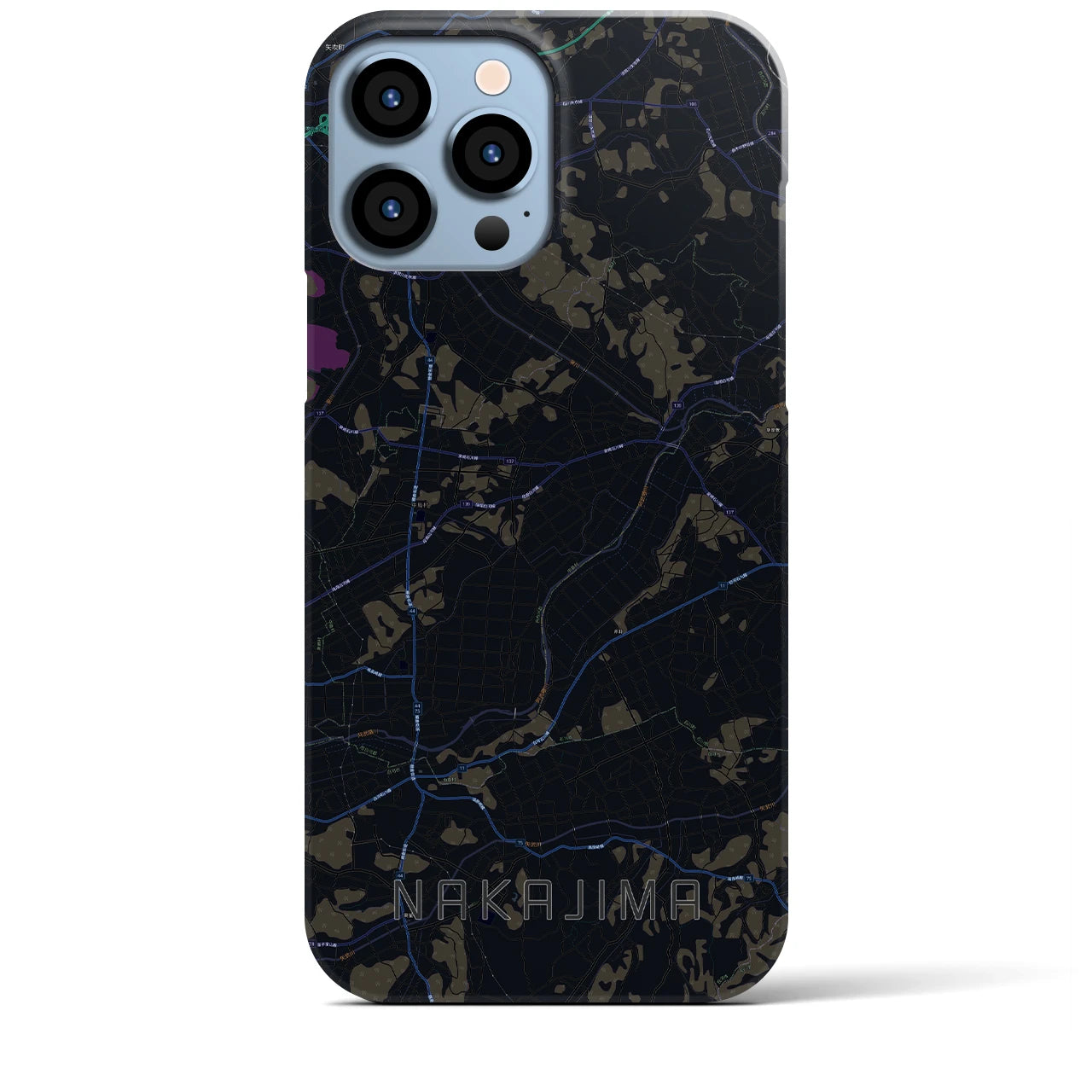 【中島】地図柄iPhoneケース（バックカバータイプ・ブラック）iPhone 13 Pro Max 用