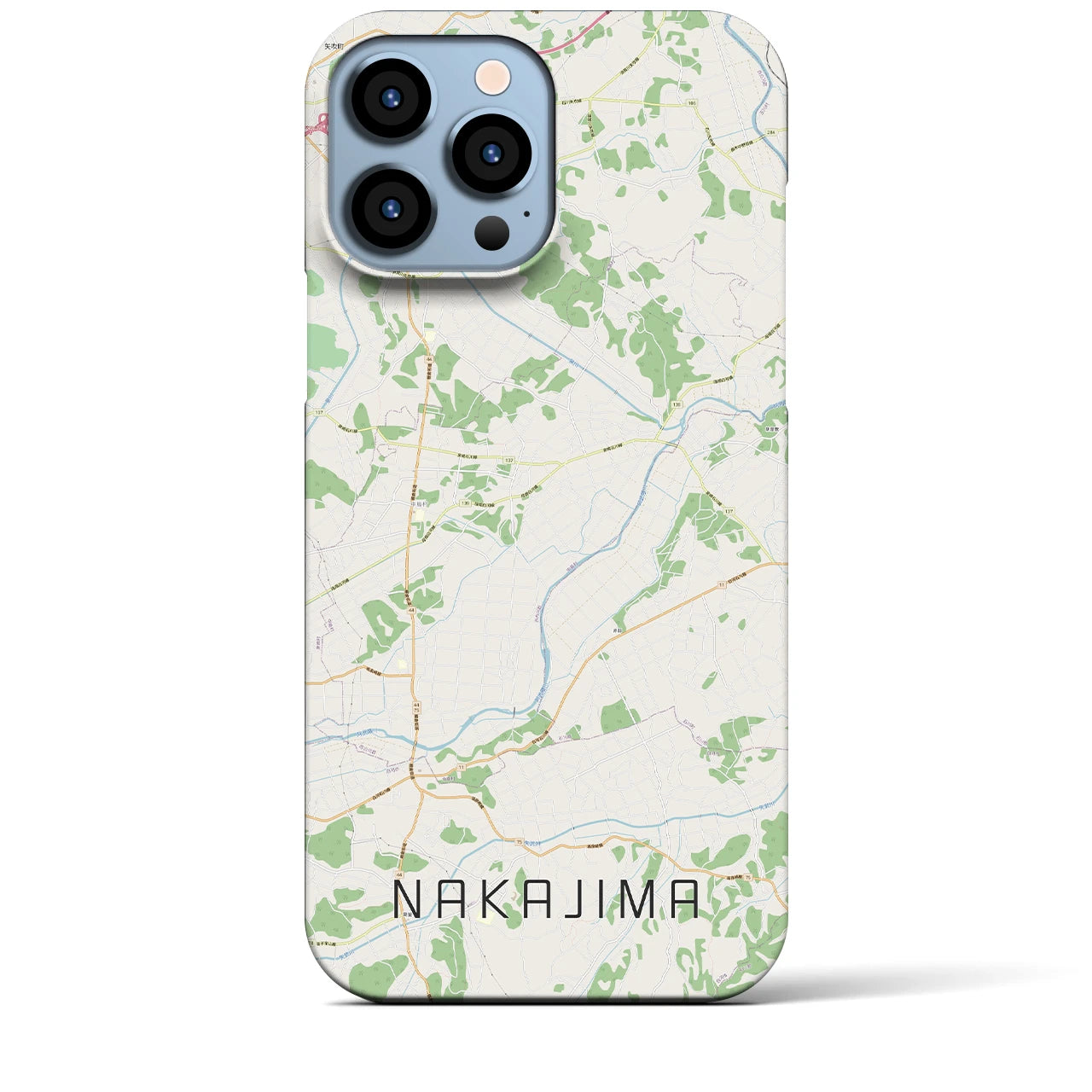 【中島】地図柄iPhoneケース（バックカバータイプ・ナチュラル）iPhone 13 Pro Max 用