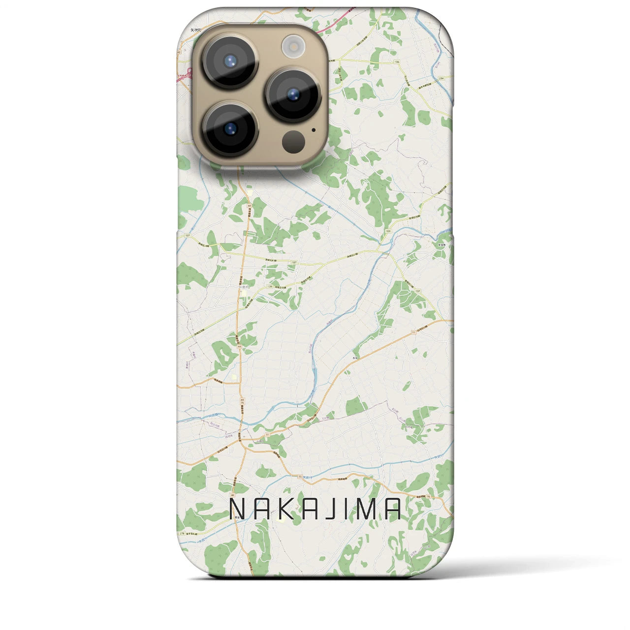 【中島】地図柄iPhoneケース（バックカバータイプ・ナチュラル）iPhone 14 Pro Max 用