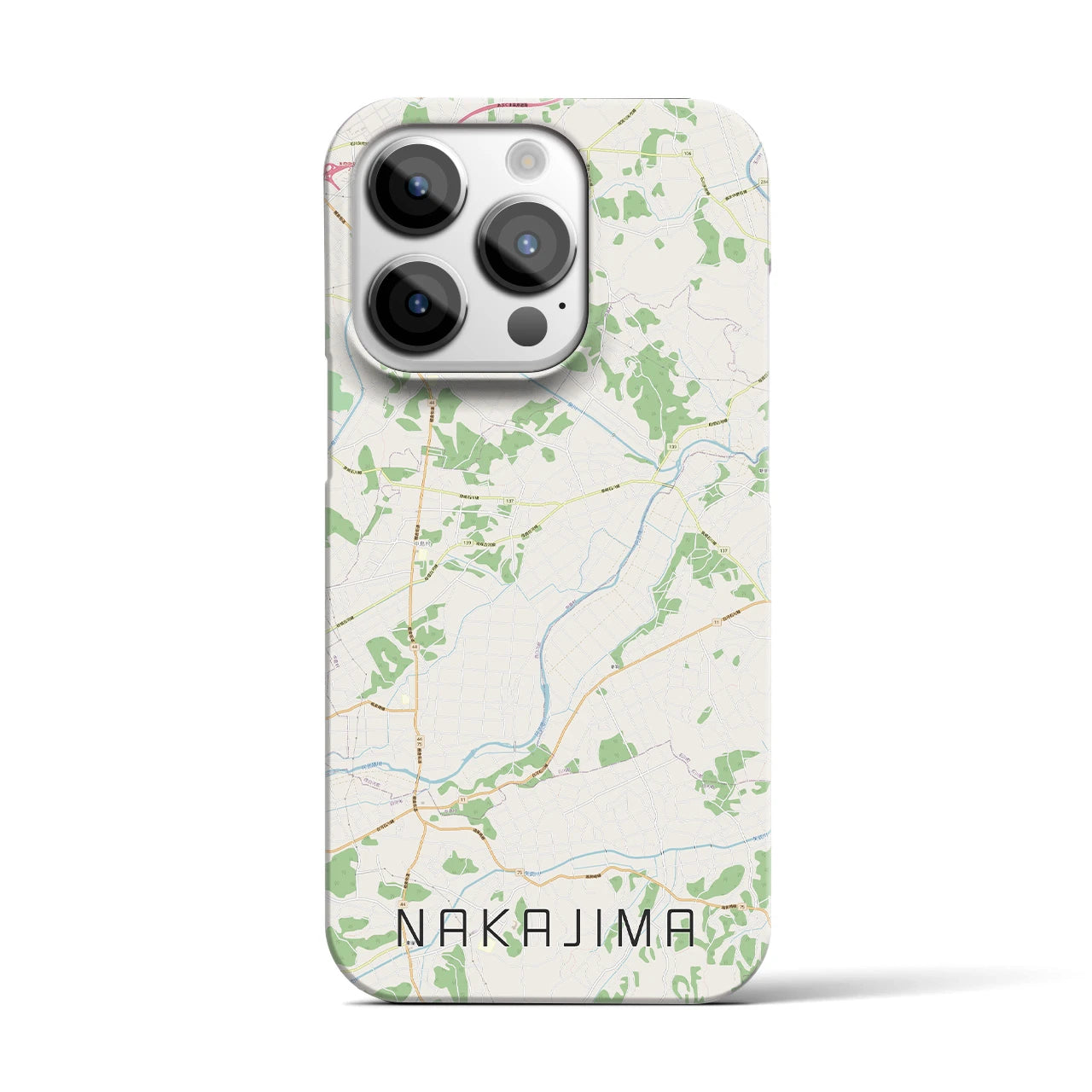 【中島】地図柄iPhoneケース（バックカバータイプ・ナチュラル）iPhone 14 Pro 用