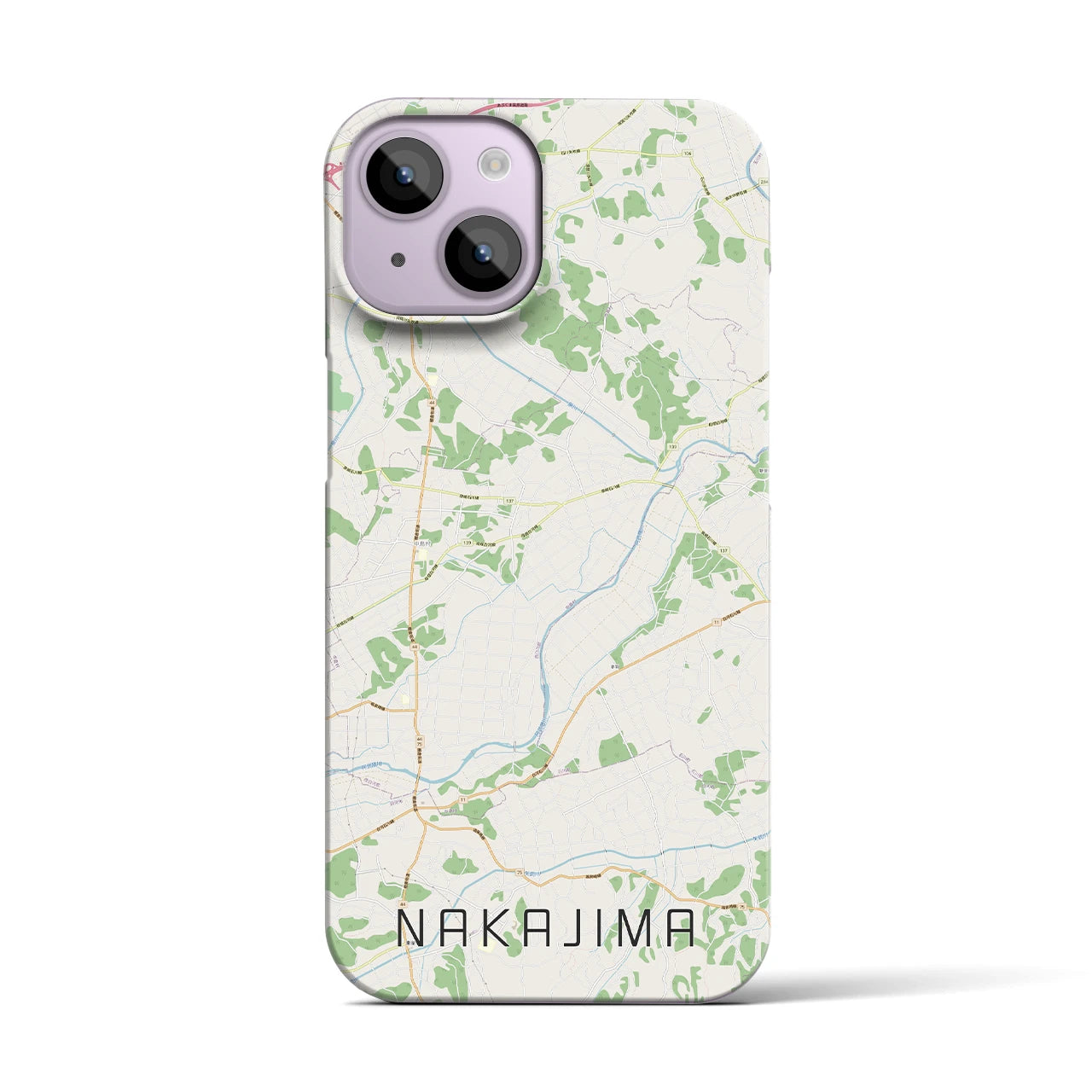 【中島】地図柄iPhoneケース（バックカバータイプ・ナチュラル）iPhone 14 用