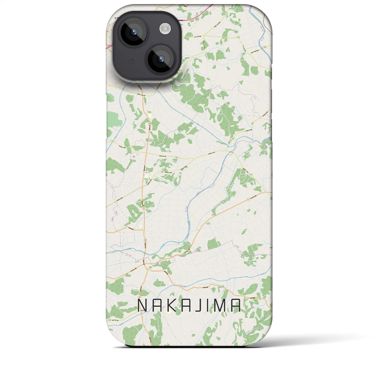 【中島】地図柄iPhoneケース（バックカバータイプ・ナチュラル）iPhone 14 Plus 用