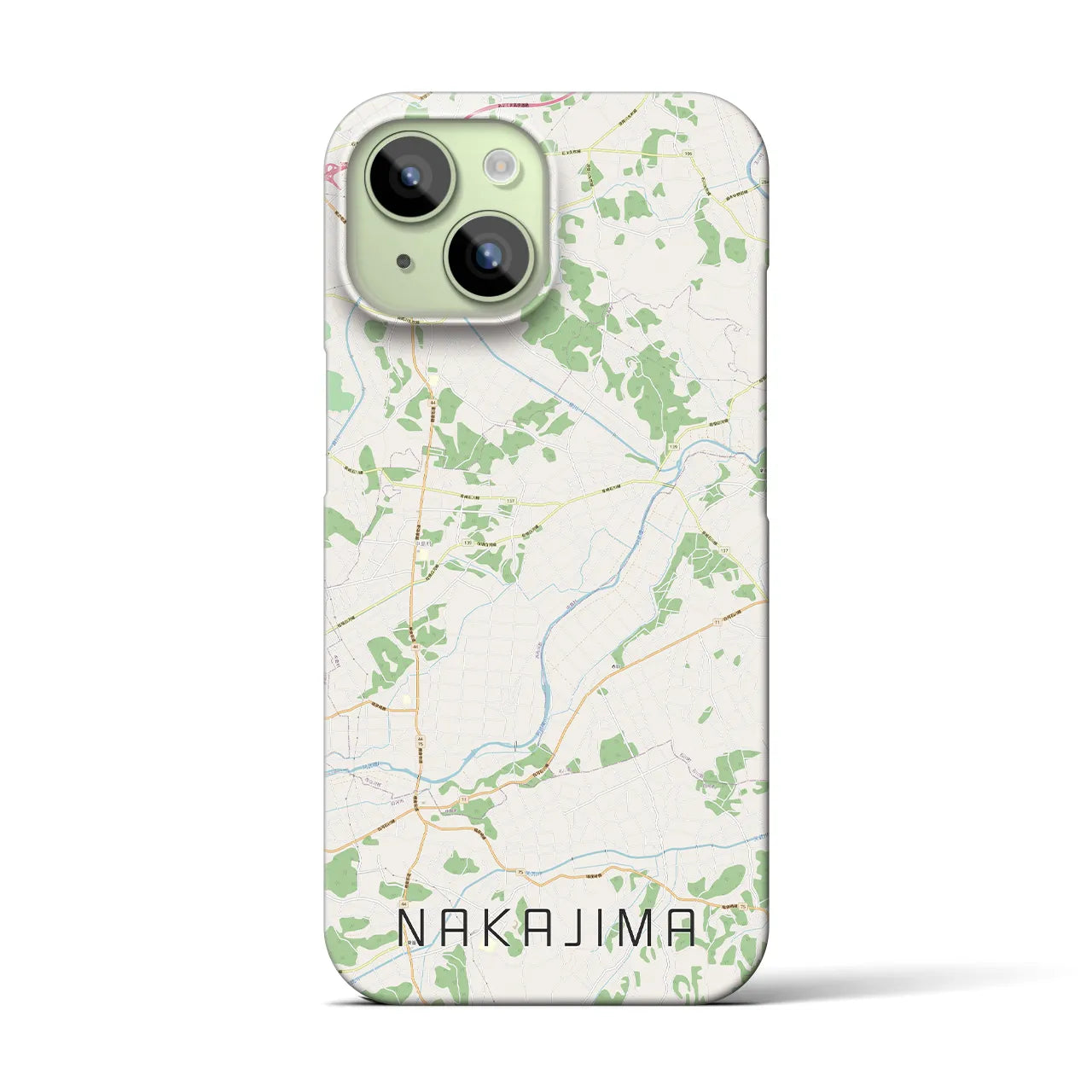 【中島】地図柄iPhoneケース（バックカバータイプ・ナチュラル）iPhone 15 用