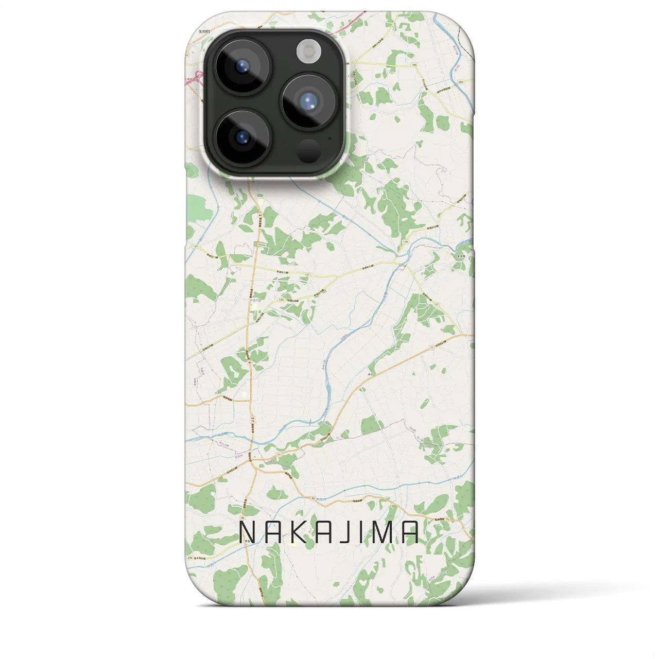 【中島】地図柄iPhoneケース（バックカバータイプ・ナチュラル）iPhone 15 Pro Max 用