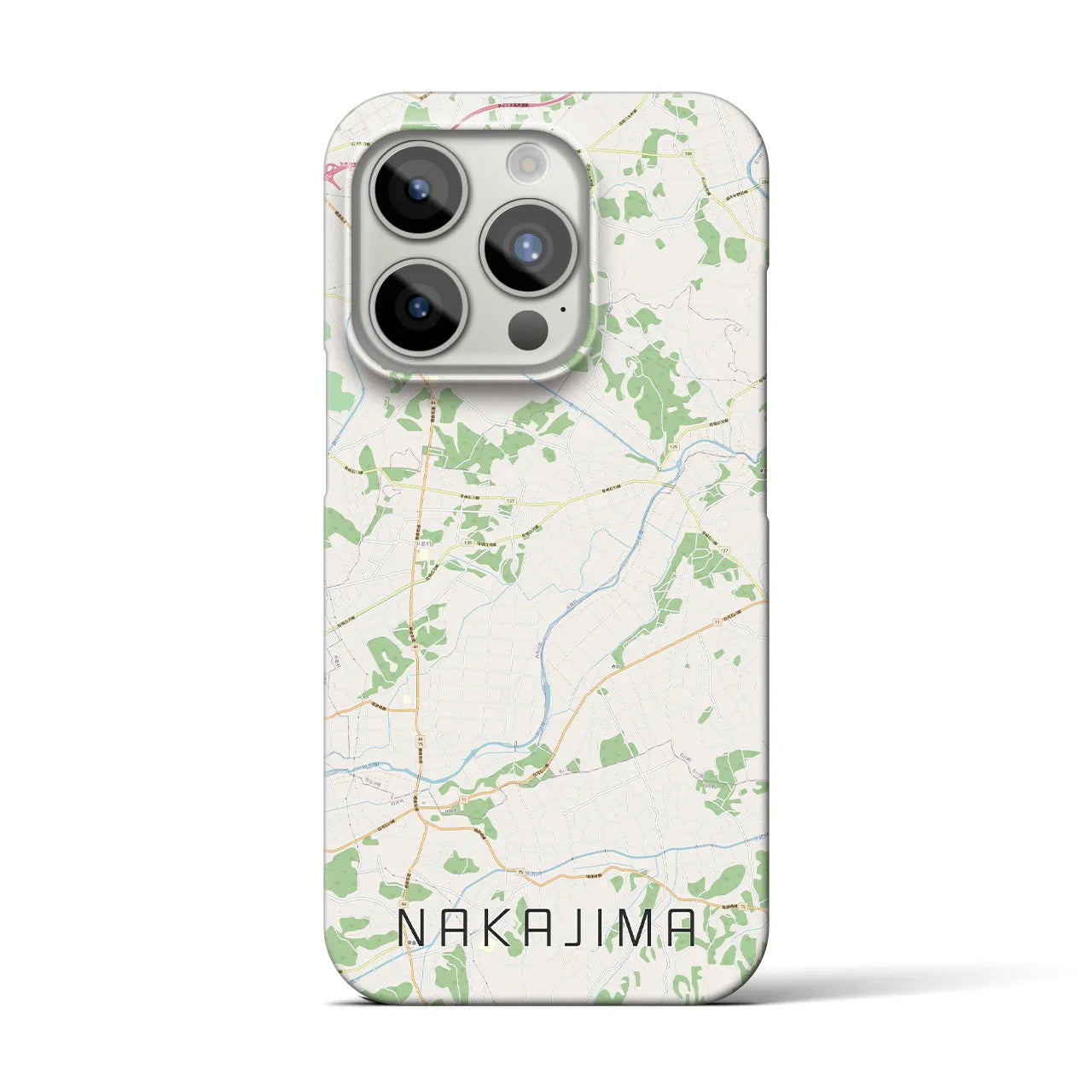 【中島】地図柄iPhoneケース（バックカバータイプ・ナチュラル）iPhone 15 Pro 用